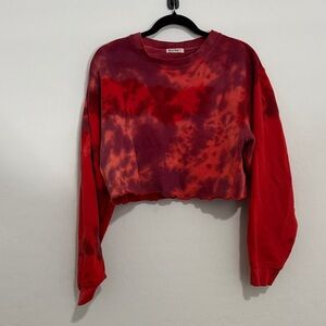 Ninety Percent Red Tie-Dye Cropped Sweatshirt